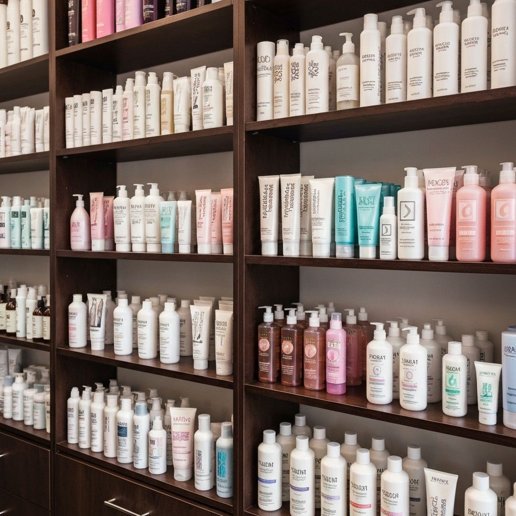 Beauty products shelf